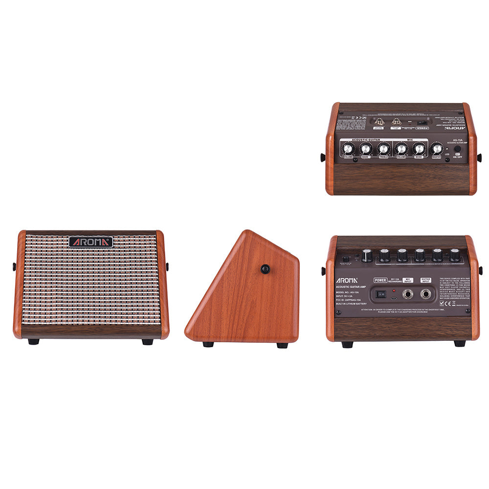 Aroma Acoustic Guitar Charging Speaker showcases a stylish design with Bluetooth connectivity for high-quality sound.