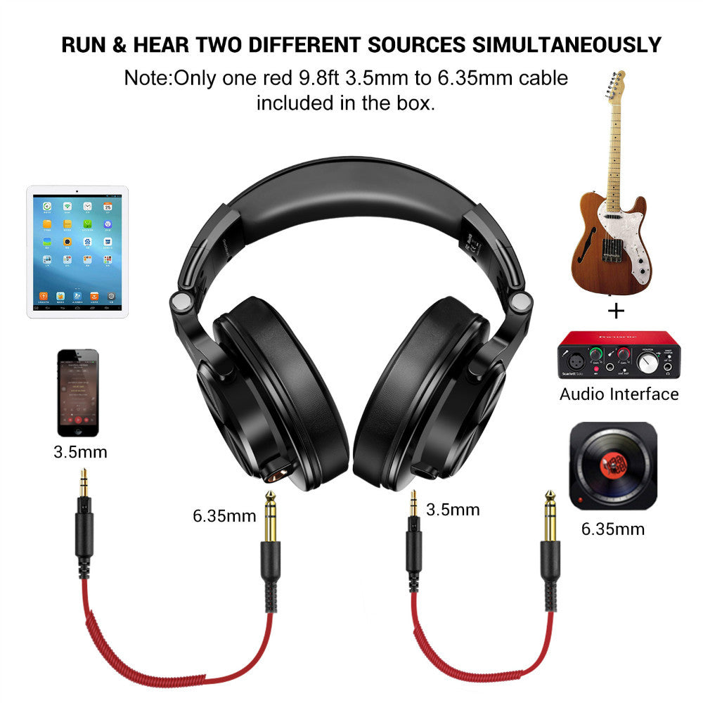High-Performance Wired DJ/Studio Headphones with 40mm drivers for enhanced sound and dual source connectivity.