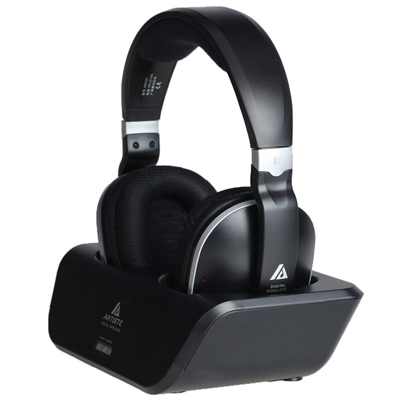 RCA to Wireless Headphones in sleek black, featuring comfortable design and home fashion style for ultimate audio enjoyment.